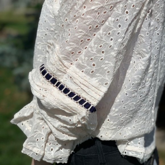 Free People Darcy Eyelet Blouse Ivory - Picture 6 of 8